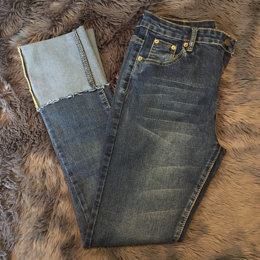 Raw Hem Cuffed Ankle Jeans NWOT
